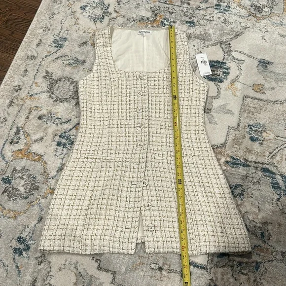 Reformation Jaine tweed gold and pearl tones Mini women Dress size 12